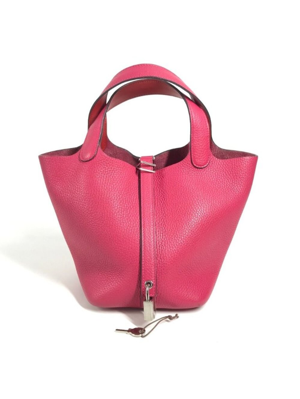 Hermes Handbag Picotin Lock PM 18 Eclat Taurillon Clemence Framboise Rouge